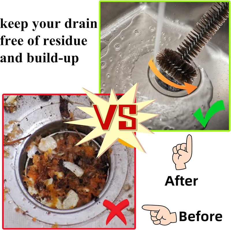 DOCOLL 2 Pack Garbage Disposal Cleaner Brush 15" Extra Long Handle for Deep Cleaning Sink and Drain Eliminates Residue, Odor - Image 3